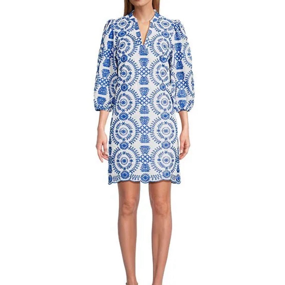 NWOT Jessica Howard Floral Blue and White Dress - Picture 2 of 16